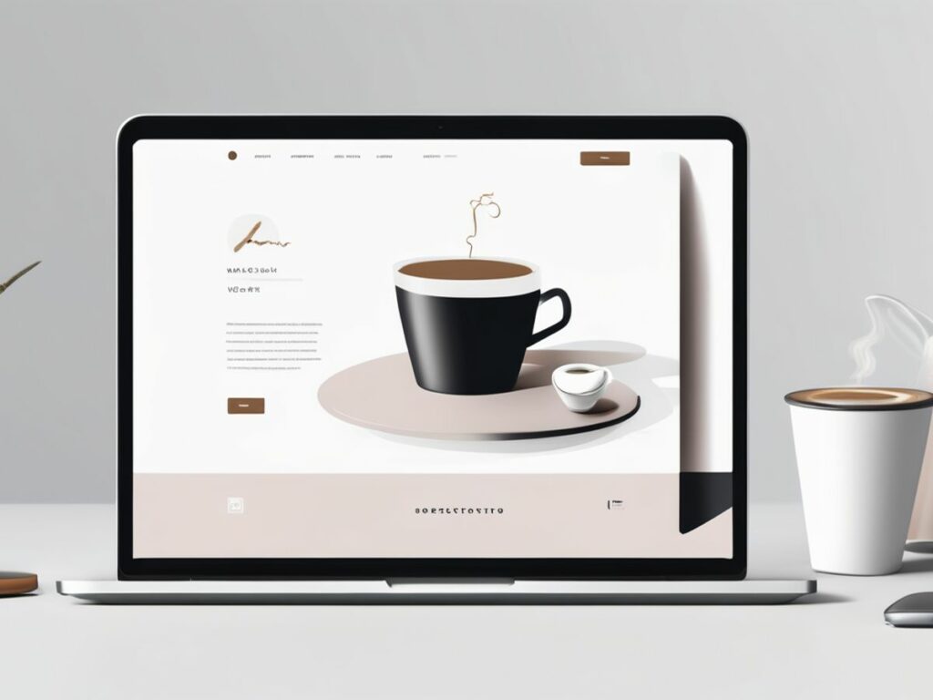 minimalist website design concept with laptop and coffee cup